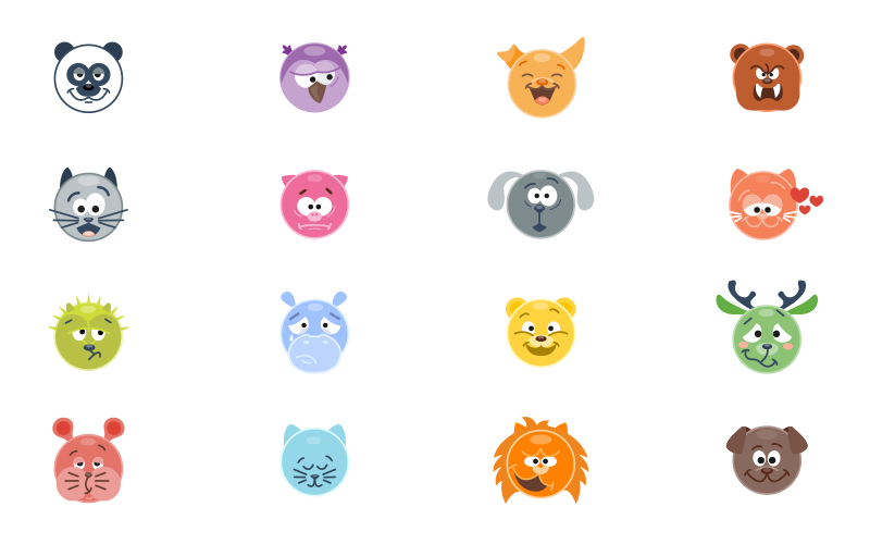 Set of vector animal emoticons By Nesterova's shop | TheHungryJPEG.com