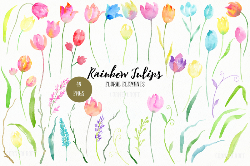 watercolor-design-kit-rainbow-tulips