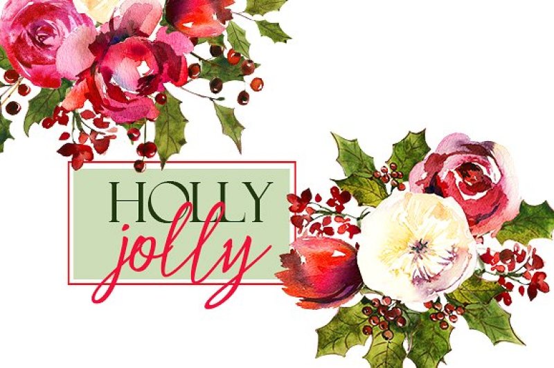 holly-steams-christmas-floral-watercolor-clipart