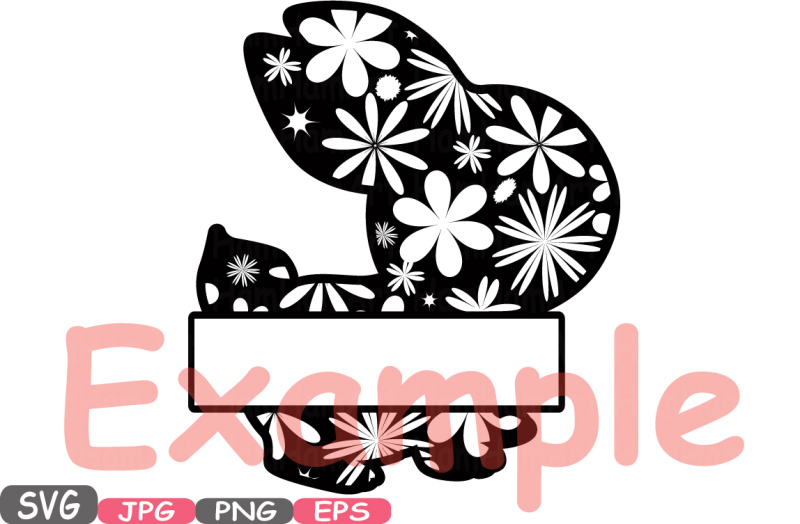 Download Split & Circle Easter bunny Flowers and hearts Silhouette ...