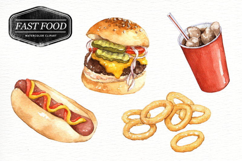fastfood-watercolor-clipart