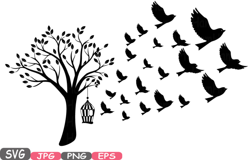 follow-your-dreams-quote-sayings-silhouette-cutting-files-svg-word-art-clipart-tree-birds-leaves-leaf-branches-monogram-stickers-shirts-502s