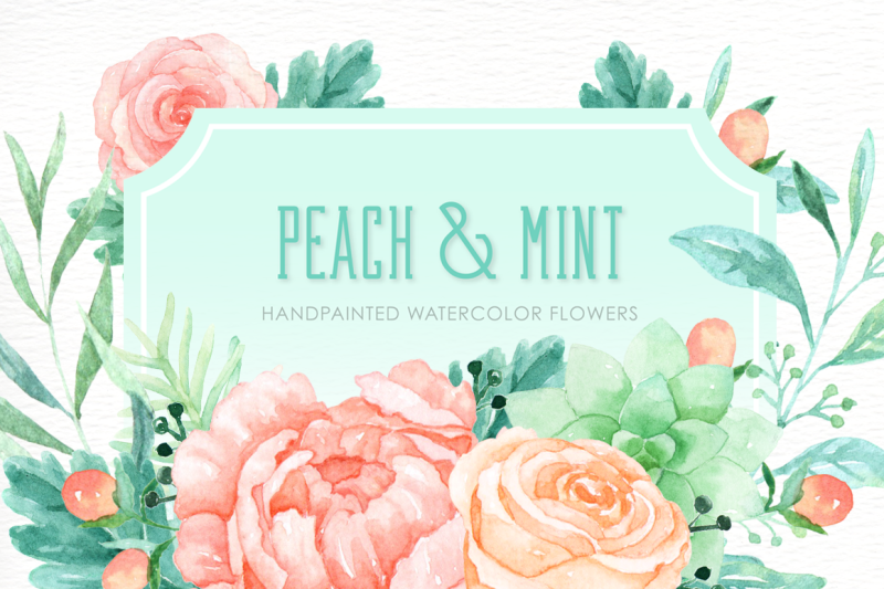 peach-and-mint-watercolor-clipart