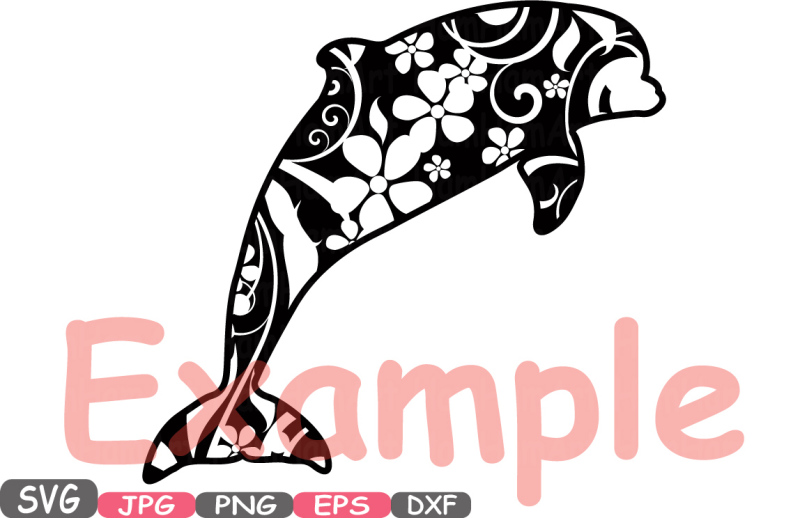 dolphin-delphins-mascot-flower-monogram-circle-cutting-files-svg-silhouette-school-clipart-illustration-eps-png-dxf-jpg-zoo-vector-413s