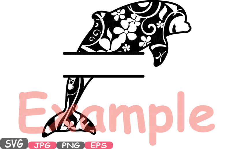 split-dolphin-delphins-mascot-flower-monogram-cutting-files-svg-silhouette-school-clipart-illustration-eps-png-jpg-zoo-vector-415s