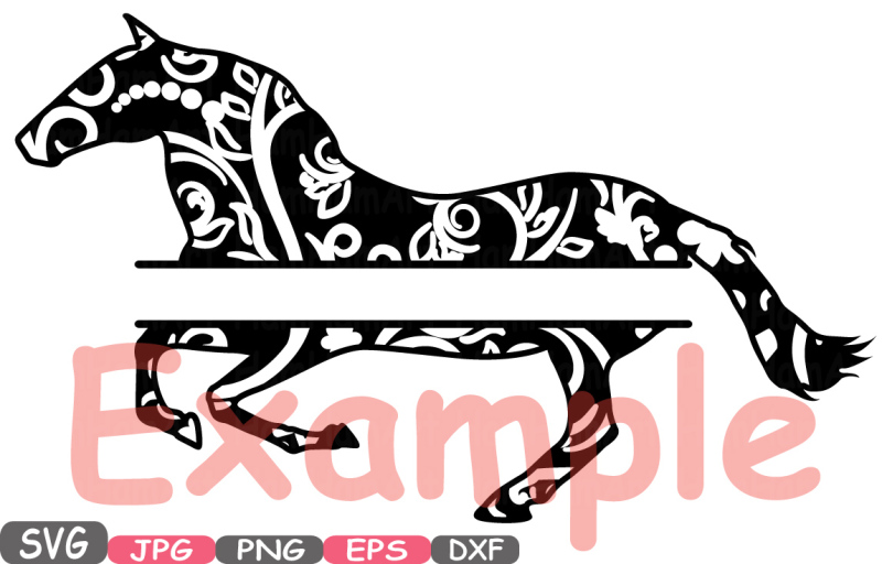 wild-split-horses-mascot-woodland-flower-monogram-cutting-files-svg-silhouette-school-clipart-illustration-eps-png-dxf-zoo-vector-412s