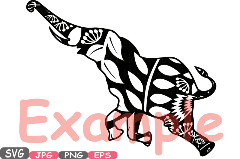 Elephant Safari Mascot Flower Monogram Cutting Files SVG Silhouette