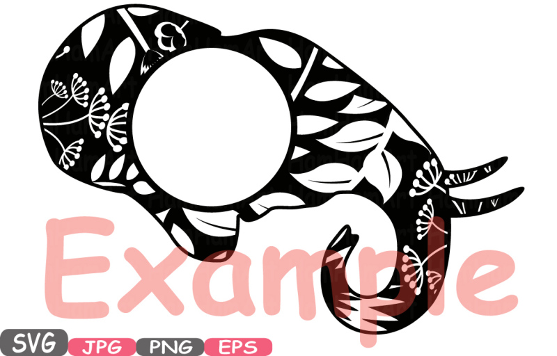 elephant-circle-mascot-v3-frames-jungle-animal-safari-flower-monogram-cutting-files-svg-silhouette-school-clipart-eps-png-jpg-zoo-424s