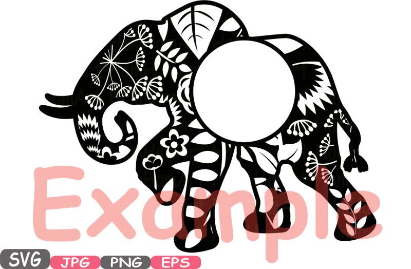 elephant-circle-mascot-v3-frames-jungle-animal-safari-flower-monogram-cutting-files-svg-silhouette-school-clipart-eps-png-jpg-zoo-424s