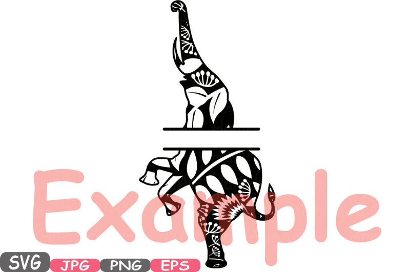 split-elephant-mascot-jungle-animal-safari-flower-monogram-cutting-files-svg-silhouette-school-clipart-eps-png-jpg-zoo-425s