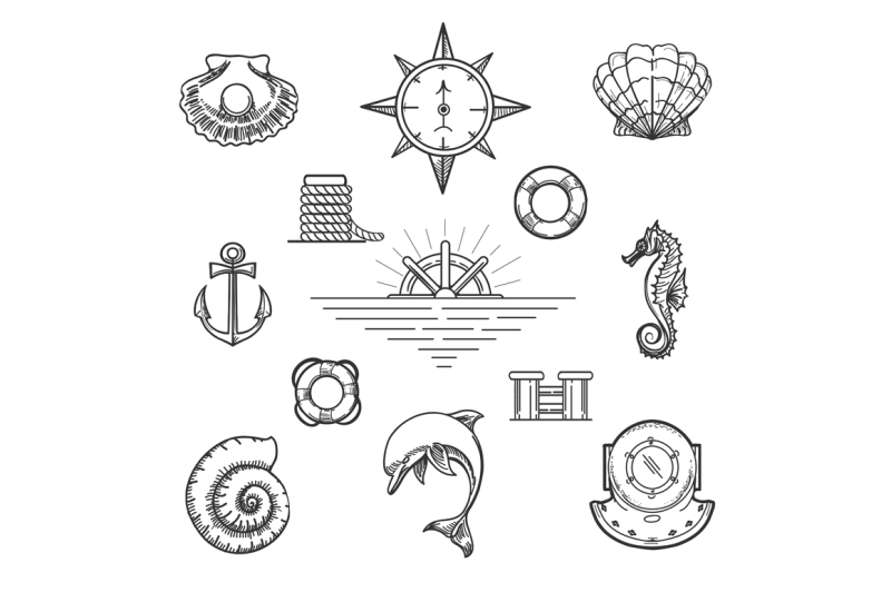doodle-nautical-decor-element-set