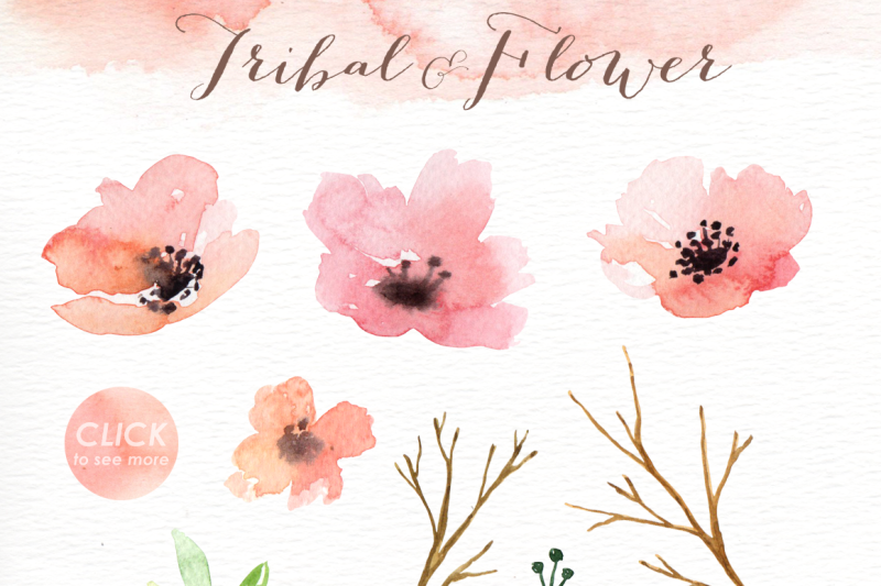 tribal-amp-flower-watercolor-clipart