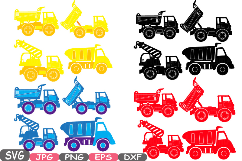 construction-machines-silhouette-svg-file-cutting-files-dump-trucks-toy-toys-cars-excavator-stickers-builders-work-school-clipart-dxf-642s