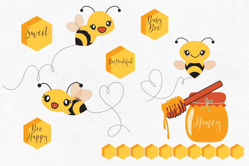 kawaii-bumble-bees-honey-bee-graphics-bundle