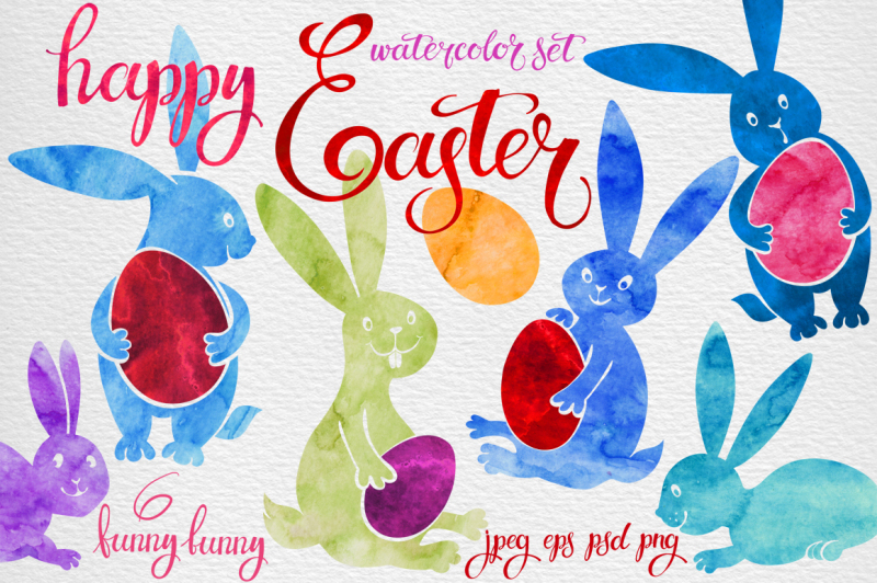 happy-easter-watercolor-set-with-funny-bunny