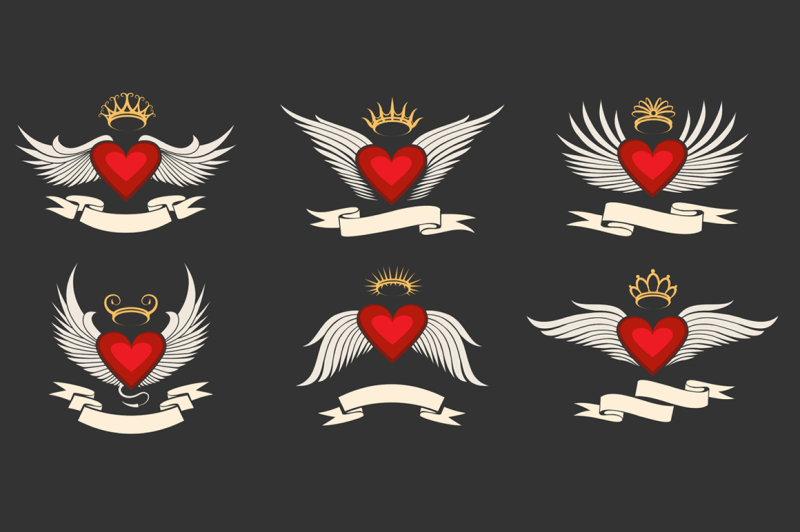 winged-heart-emblem-set