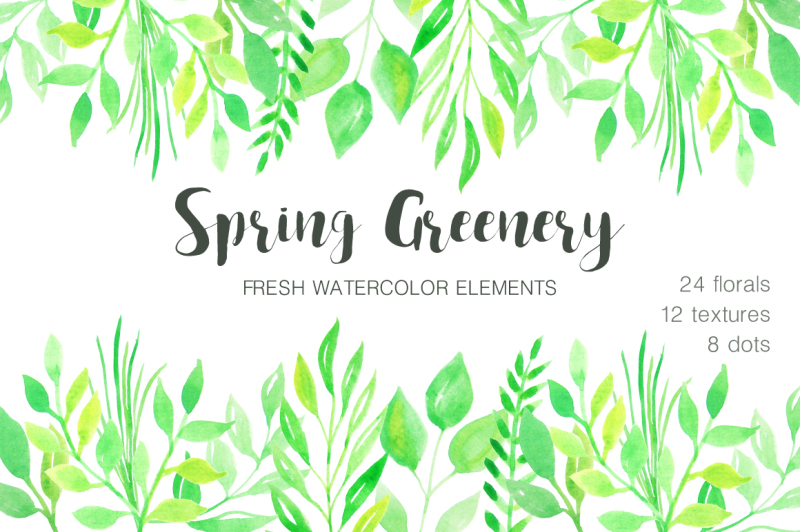 watercolor-green-spring-set