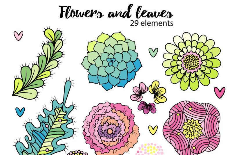 floral-collection-hand-drawn-set