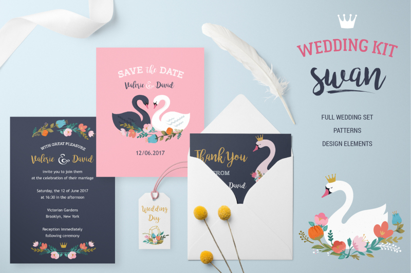 wedding-set-with-swan-lake-theme