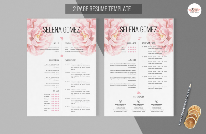 elegant-floral-2-page-cv-and-cover-letter-template