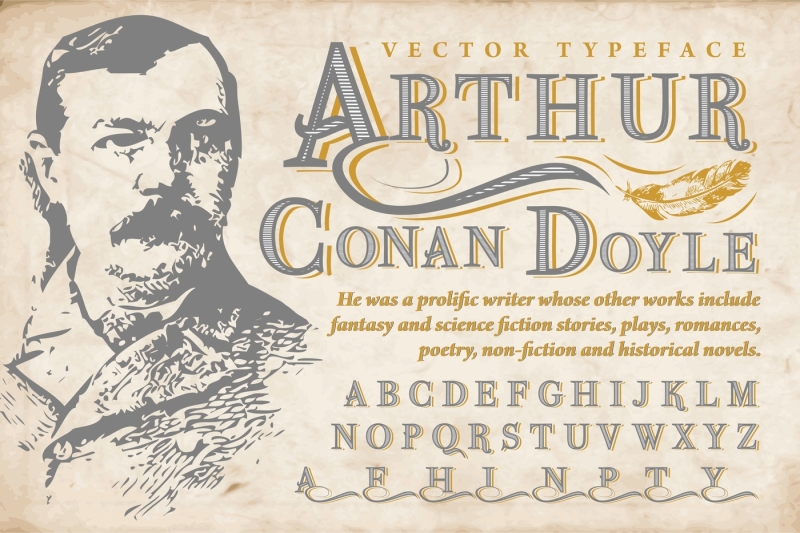 arthur-conan-doyle-vector-typeface-with-writer-portrait
