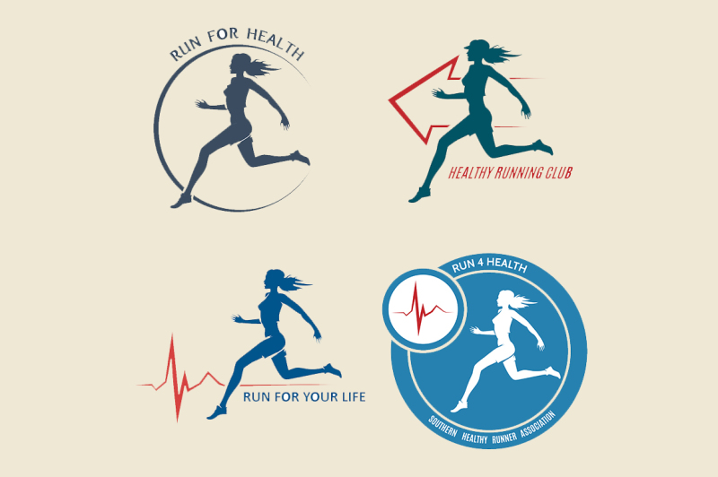 healthy-run-emblem-and-logo-set