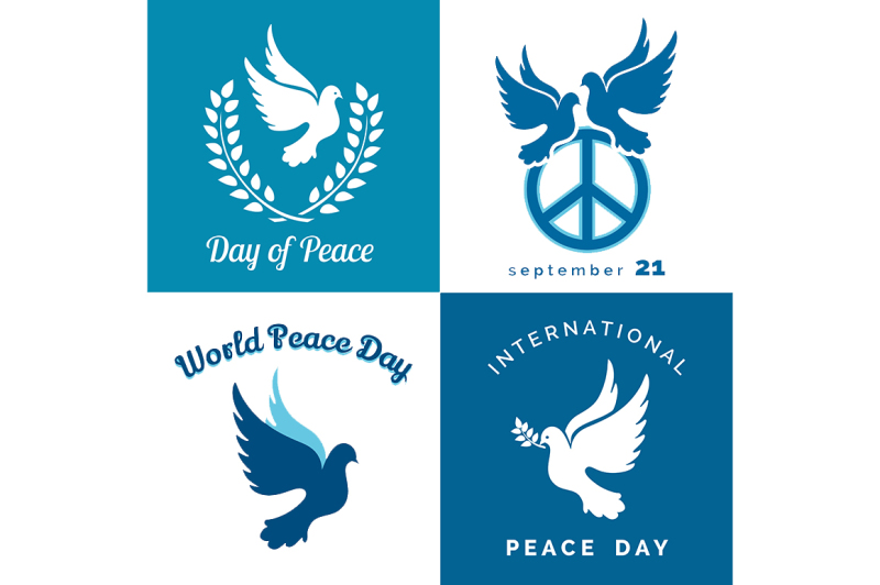 international-peace-day-typographic-design-set