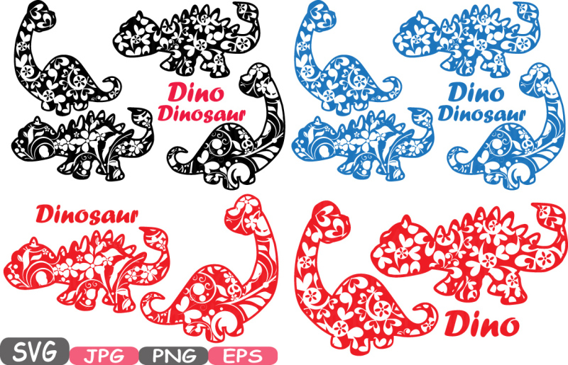 floral-dinosaur-dinos-pack-mascot-flower-monogram-cutting-files-svg-silhouette-school-clipart-illustration-eps-png-zoo-vector-459s