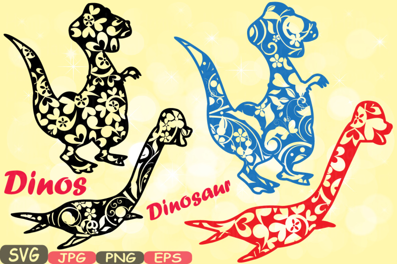 dinosaur-dinos-floral-pack-mascot-flower-monogram-cutting-files-svg-silhouette-school-clipart-illustration-eps-png-zoo-vector-461s