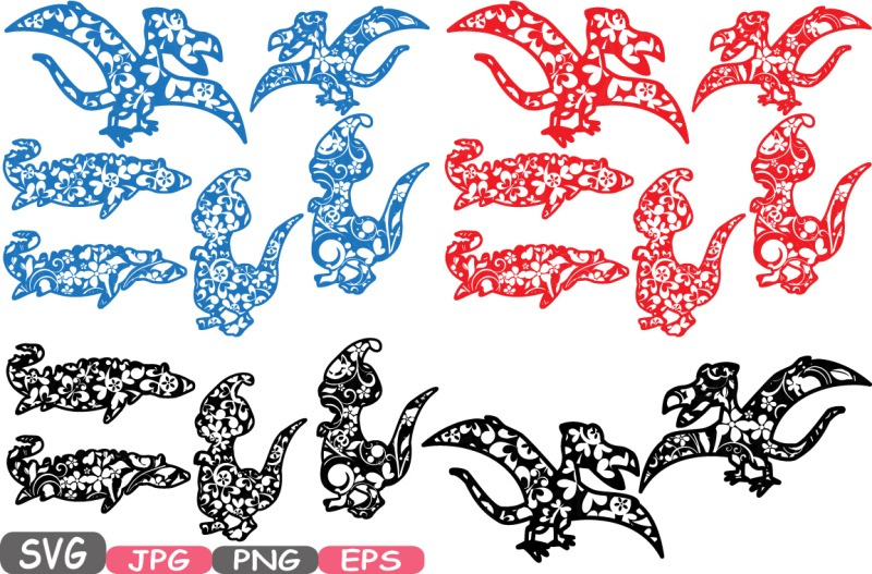 dinosaur-dinos-floral-pack-mascot-flower-monogram-cutting-files-svg-silhouette-school-clipart-illustration-eps-png-zoo-vector-462s