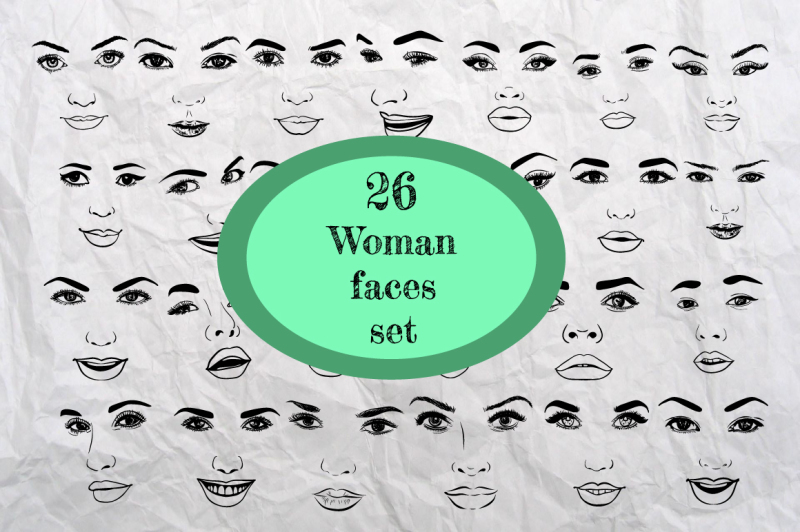 26-woman-faces-set