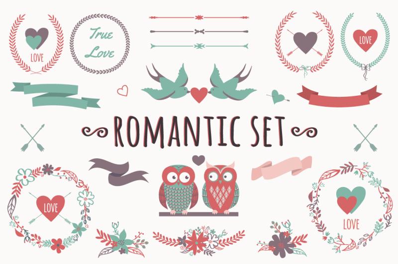 romantic-set-with-decorative-elements