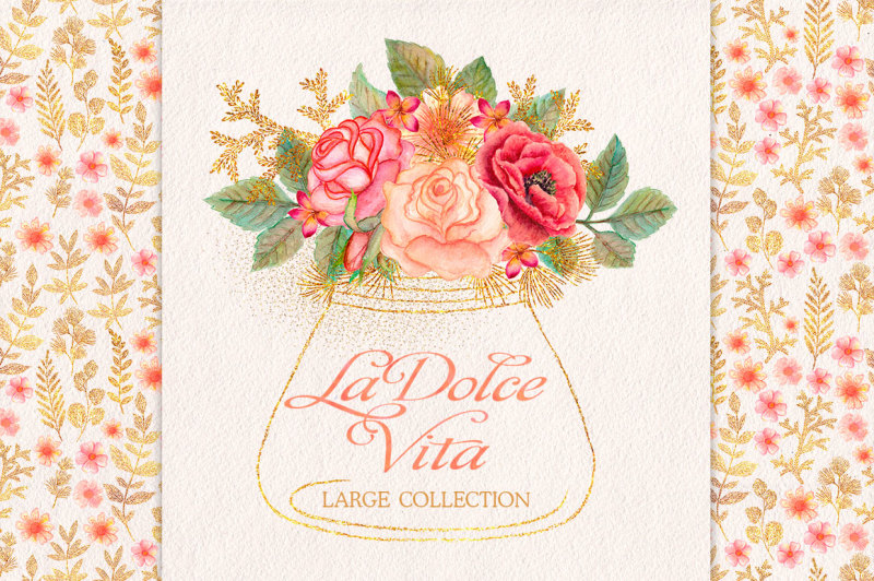 watercolor-glitter-floral-collection
