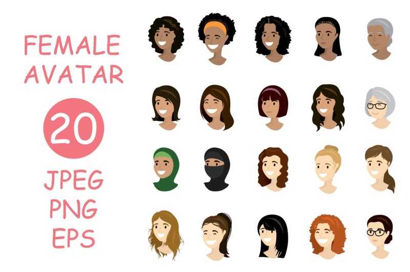 cartoon-set-20-female-avatars