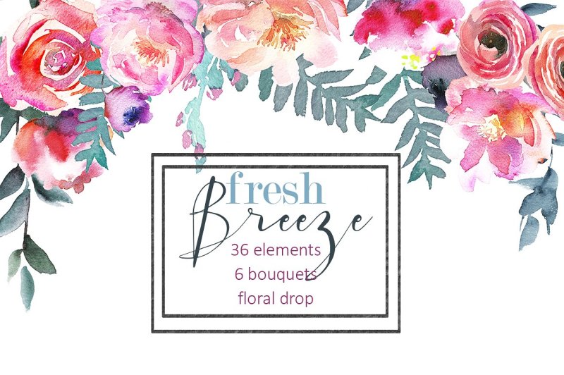 fresh-breeze-watercolor-pink-and-peach-flowers-and-bouquets