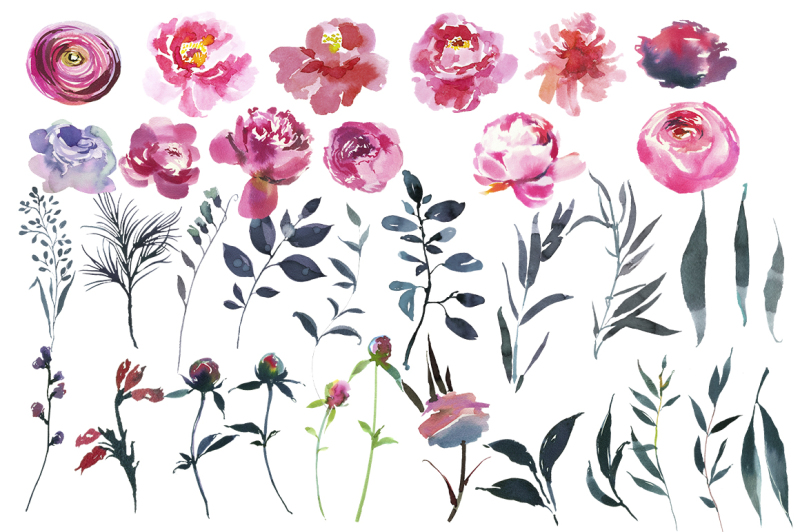 blush-and-gray-watercolor-flowers-clipart