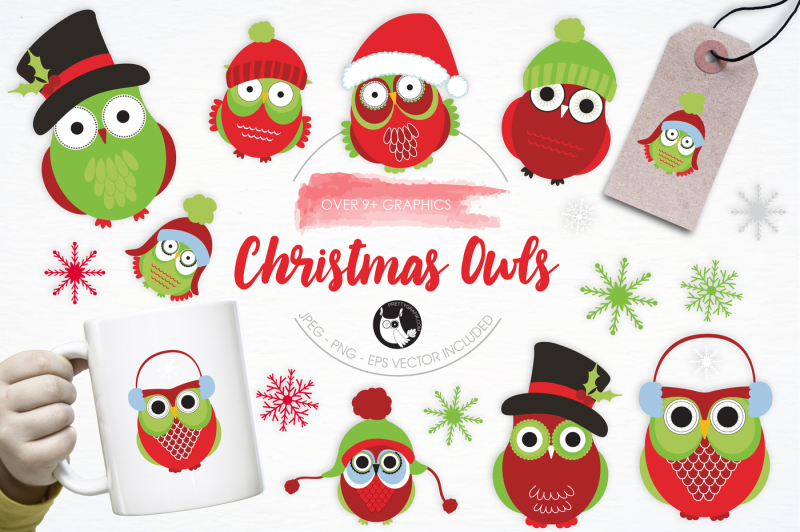 christmas-owls-graphics-and-illustrations