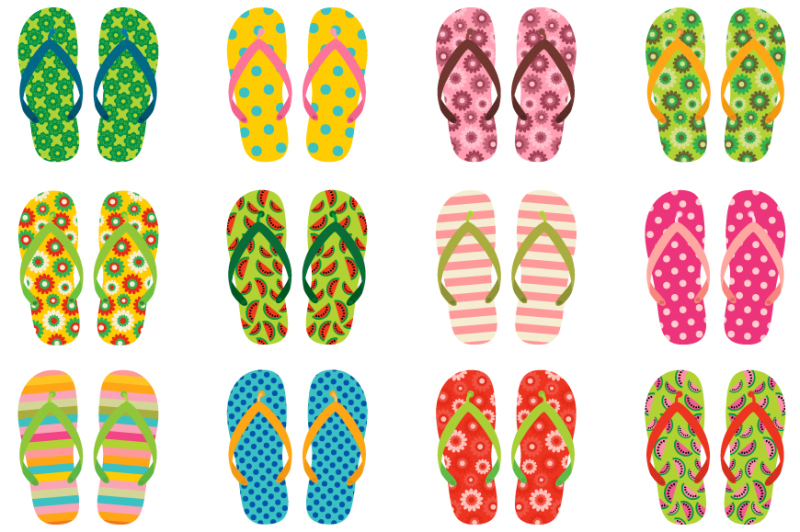 Cute flip flops clipart, Colorful flip flop clip art, Summer shoes ...