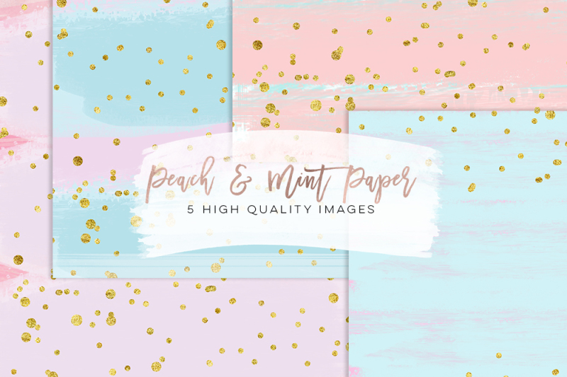 peach-mint-art-print-paper-paper-digital-nursery-design-prints-textured-paper-spring-paper-coral-watercolor-peach-paper-elegant
