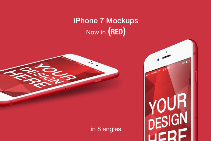 Free iPhone 7 RED Mockups (PSD Mockups)