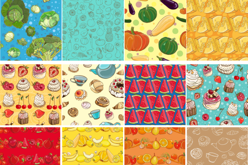 40-vector-seamless-patterns-with-food
