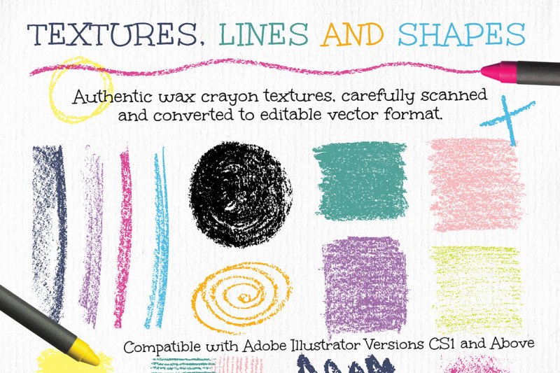 Crayon Textures and Patterns for Adobe Illustrator By wingsart