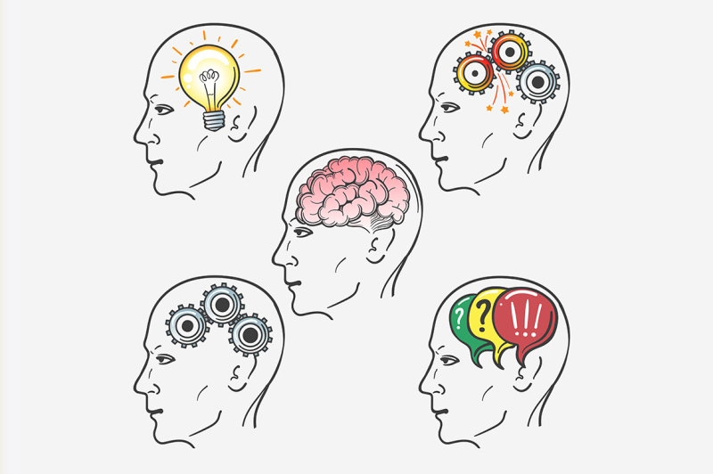 human-brain-thinking-process-set
