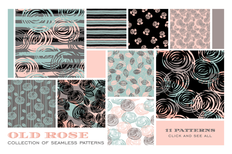 old-rose-seamless-patterns