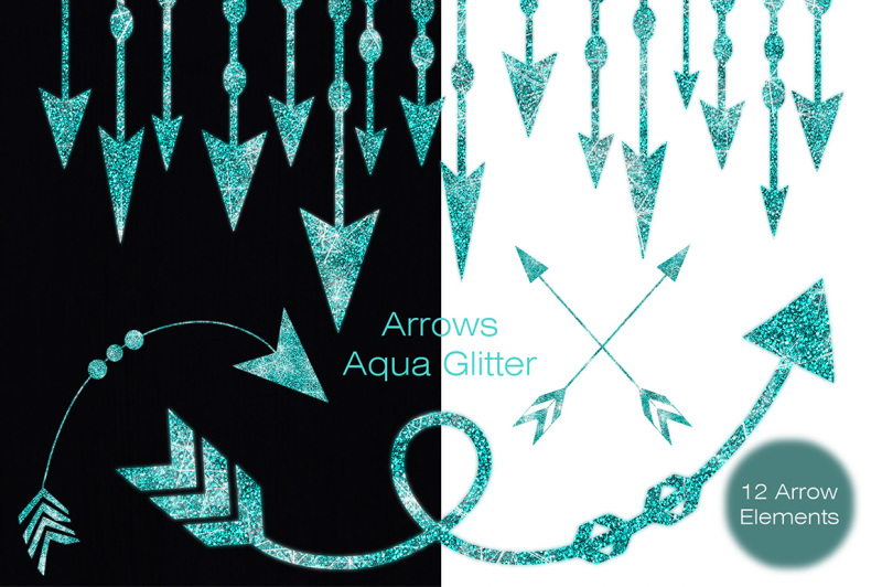 aqua-glitter-arrows-and-borders-sparkle-clipart