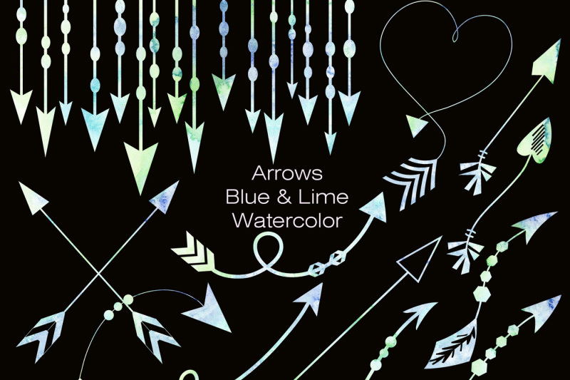 blue-and-lime-watercolor-arrows-graphic-bundle