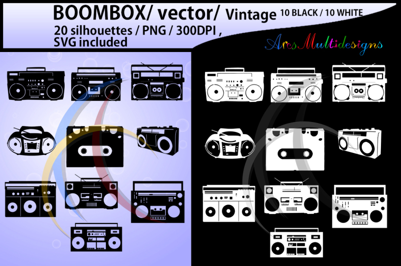 boombox vector SVG clipart / vintage - vector By ArcsMultidesignsShop