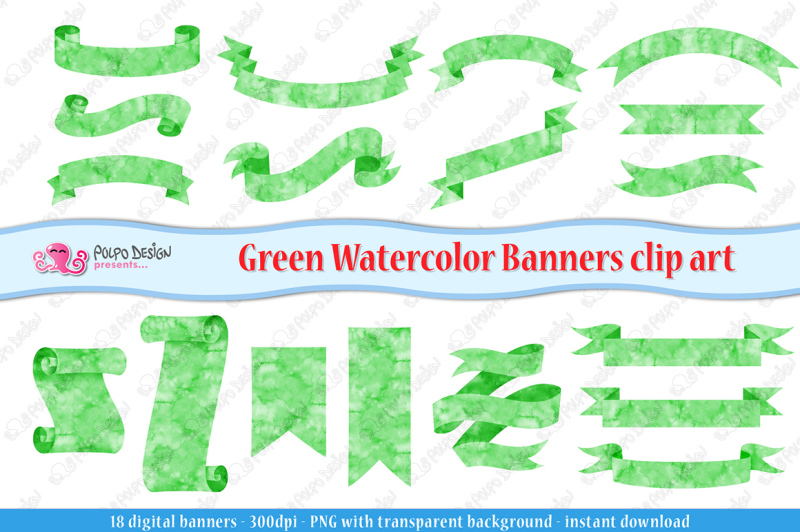 green-watercolor-banner-clipart