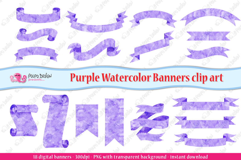 purple-watercolor-banner-clipart