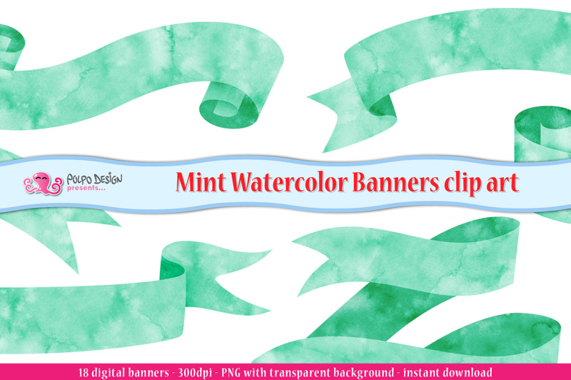 mint-watercolor-banner-clipart